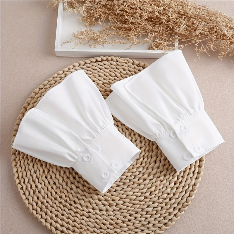 Women'S Accessories Clothing - 2pcs Ruffles Simple White Cuffs Trumpet